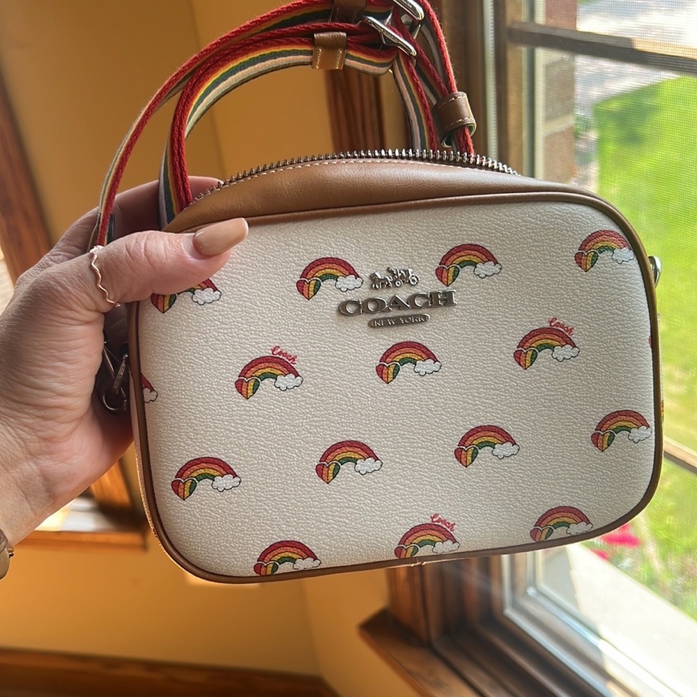 Coach Mini Jamie Camera Bag With Rainbow Print Crossbody Bag